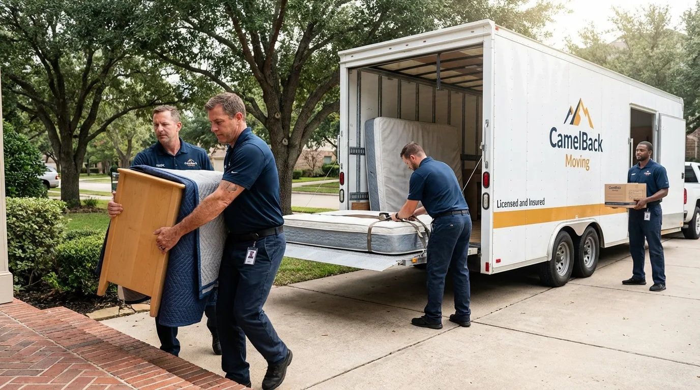 Crew loading residential truck for cross-state move from Gouverneur, NY