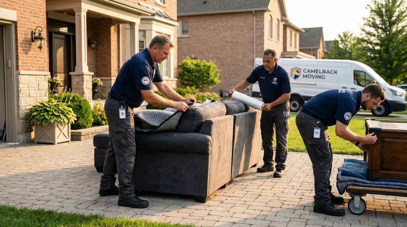 Large estate moving crew wrapping furniture in Gouverneur, NY